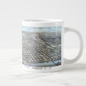 1873年テキサス州オースティン 古地図 空撮図 ジャンボコーヒーマグカップ (右)