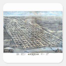 1873年テキサス州オースティン 古地図 空撮図 スクエアシール
