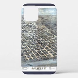 1873年テキサス州オースティン 古地図 空撮図 iPhone 12ケース