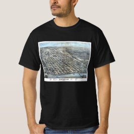 1873年テキサス州オースティン 古地図 空撮図 Tシャツ