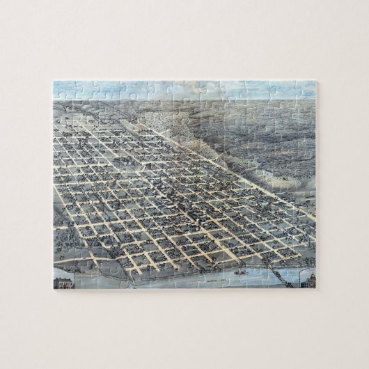 1873年テキサス州オースティン 古地図 航空図 ジグソーパズル (横)