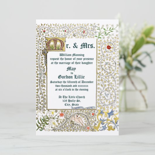 1873年ビクトリアン中世スタイル結婚時代 招待状 (スタンド正面)