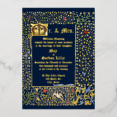 1873年ビクトリアン中世スタイル結婚時代 箔招待状 (正面)