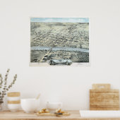 1873 Waco, TXバードアイビューパノラママップ ポスター (キッチン)