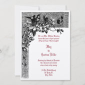 1874ビクトリアン年ハミングバードペアフローラ結婚ズ 招待状 (正面)