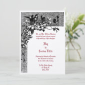 1874ビクトリアン年ハミングバードペアフローラ結婚ズ 招待状 (スタンド正面)