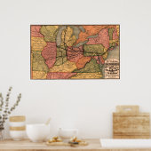 1874ペンシルバニア鉄道地図 ポスター (キッチン)