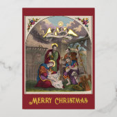 1874年のクリスマス生誕カード（ホイル） 箔シーズンカード (正面)