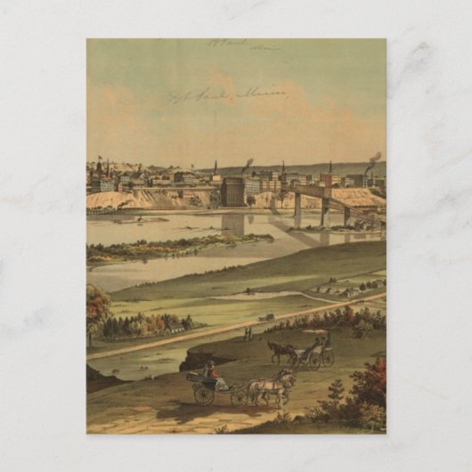 1874年のミネソタ州セントポールのヴィンテージ地図 ポストカード (正面)