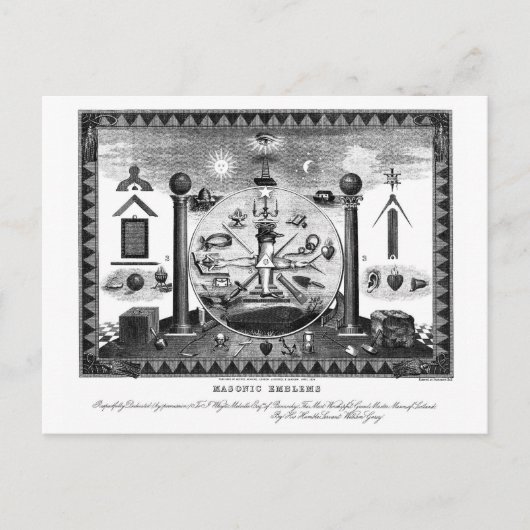 1874年のMasonic Emblemsチャート ポストカード (正面)