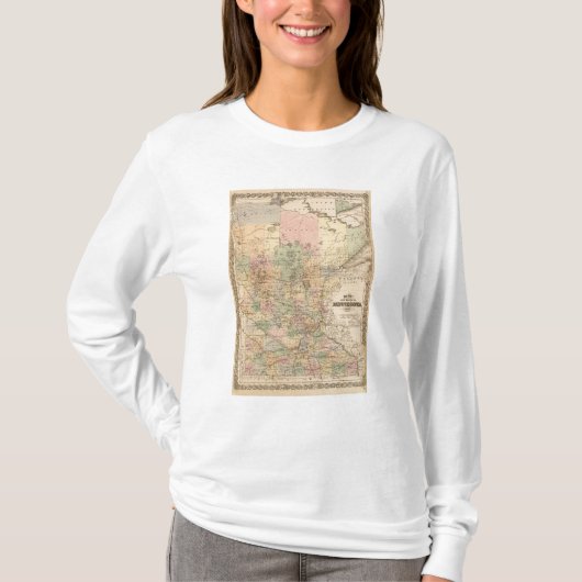 1874年ミネソタ州の地図 Tシャツ (正面)