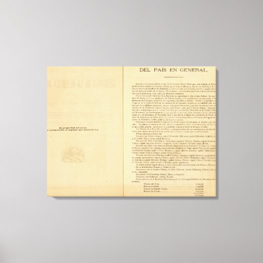 1874 Mexico Atlasのタイトルページ キャンバスプリント (正面)