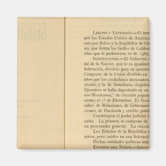 1874 Mexico Atlasのタイトルページ マグネット (正面)