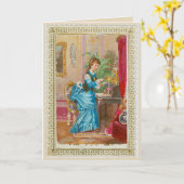 1875カード:デスクビクトリアンでのレディ カード (黄色い花)