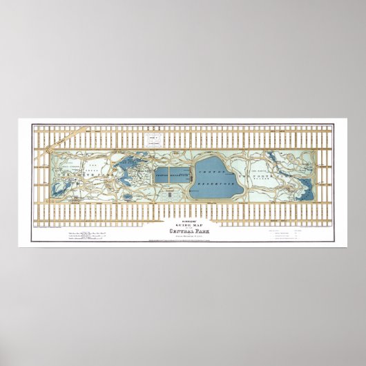 1875ヒンリッシュのセントラルパークのガイドマップ ポスター (正面)