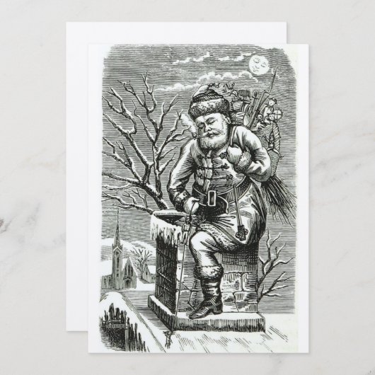 1875ビクトリアン年サンタクロースおもちゃクリスマス シーズンカード (正面/裏面)