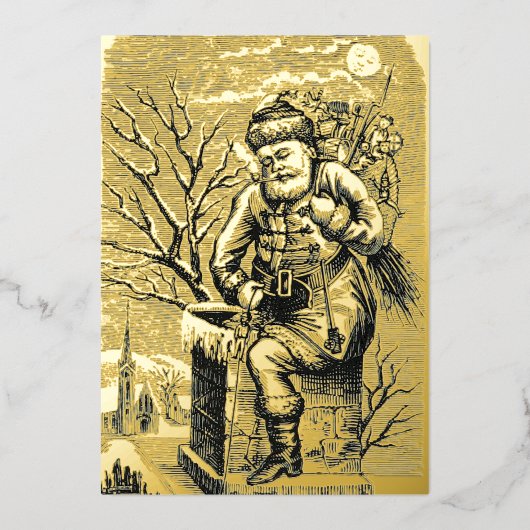 1875ビクトリアン年サンタクロースおもちゃクリスマス 箔シーズンカード (正面)