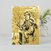 1875ビクトリアン年サンタクロースおもちゃクリスマス 箔シーズンカード (立ち正面)