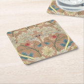 1875ヴィンテージウィリアム・モリスフローラ刺繍 スクエアペーパーコースター (アングル)