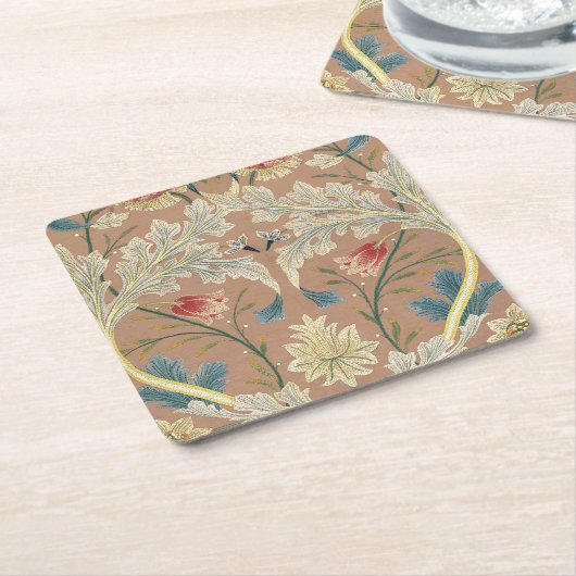 1875ヴィンテージウィリアム・モリスフローラ刺繍 スクエアペーパーコースター (アングル)