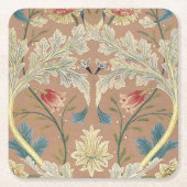 1875ヴィンテージウィリアム・モリスフローラ刺繍 スクエアペーパーコースター (正面)