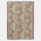 1875ヴィンテージウィリアム・モリスフローラ刺繍 スローブランケット (正面縦)