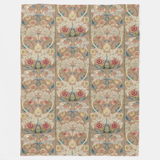 1875ヴィンテージウィリアム・モリスフローラ刺繍 フリースブランケット (正面)