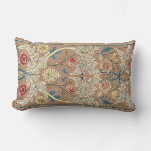 1875ヴィンテージウィリアム・モリスフローラ刺繍 ランバークッション (正面)