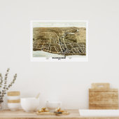 1875年のアムステルダムのヴィンテージ地図 ポスター (キッチン)