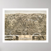 1875年のミサ州タウントンのヴィンテージの地図 ポスター (正面)