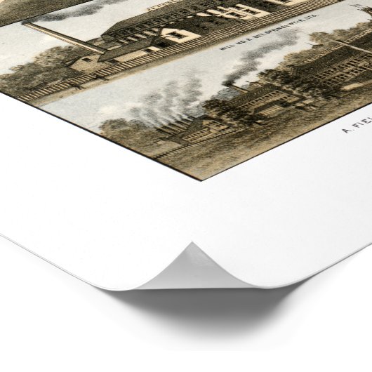 1875年のミサ州タウントンのヴィンテージの地図 ポスター (角)