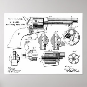 1875銃拳銃の特許芸術スケッチプリント ポスター
