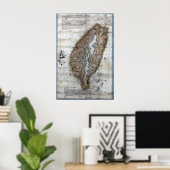 1875 Taiwan Map Print Qing Dynasty Formosa ポスター (ホームオフィス)