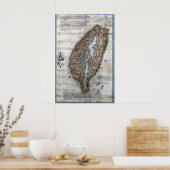 1875 Taiwan Map Print Qing Dynasty Formosa ポスター (キッチン)