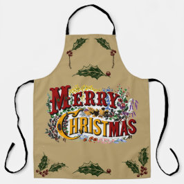 1876カラフル年のメリークリスマス エプロン