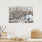 1876ニューベッドフォードMAバードアイビューパノラママップ ポスター (キッチン)