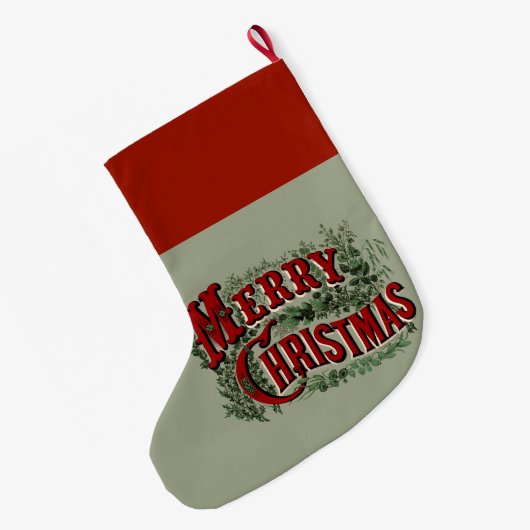 1876メリークリスマスグリーン ラージクリスマスストッキング (裏面 (吊り時))