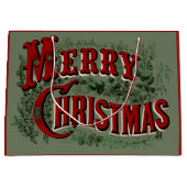 1876メリークリスマスグリーン ラージペーパーバッグ (正面)