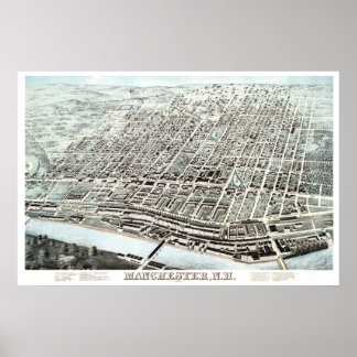 1876年からNH,マンチェスターのヴィンテージの地図 ポスター