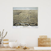 1876年フォートワース地図と旅行に出かけよう。 ポスター (キッチン)