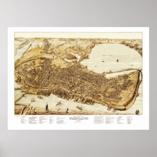 1876年ポートランドメインの地図 ポスター