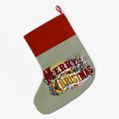 1876年メリークリスマスカラフル ラージクリスマスストッキング (裏面 (吊り時))