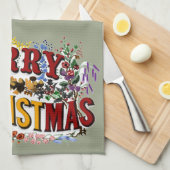 1876年メリークリスマス キッチンタオル (四つ折り)