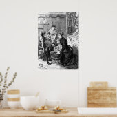 1876年:子供たちがクリスマス救済のプディングをかき回す ポスター (キッチン)