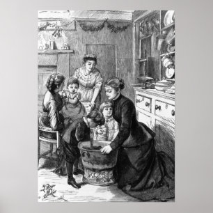 1876年:子供たちがクリスマス救済のプディングをかき回す ポスター