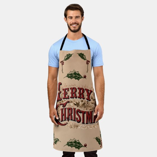 1876素朴年のメリークリスマス エプロン (着用した状態)