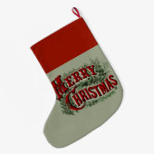 1876 Merry Christmas Green ラージクリスマスストッキング (裏面 (吊り時))
