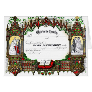 1877年からの結婚式の証明書