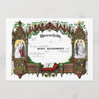 1877年からの結婚式の証明書 招待状