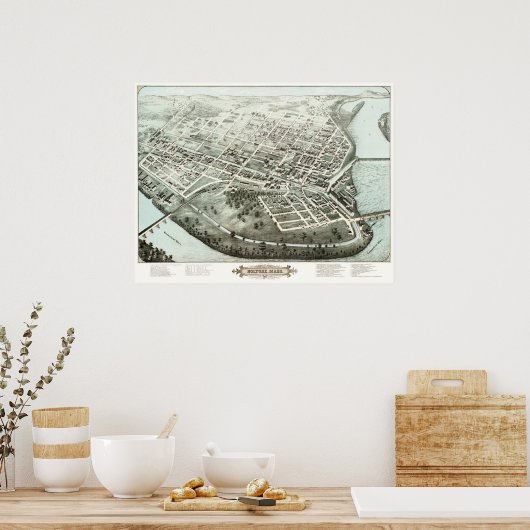 1877年からの質量のホルヨークの地図 ポスター (キッチン)